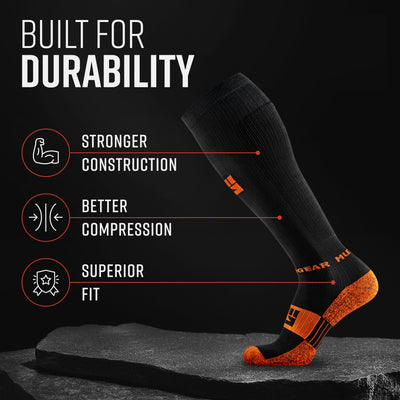 Tall Compression Socks (Black/Orange)