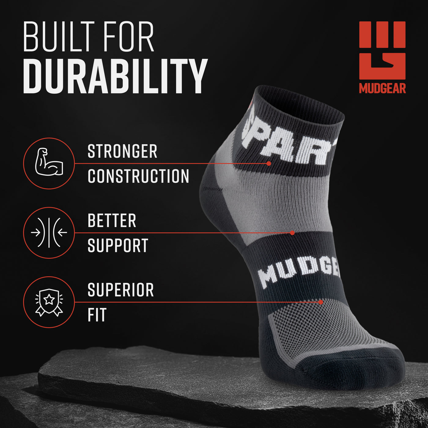 SPARTAN by MudGear Quarter (1/4) Crew Sock