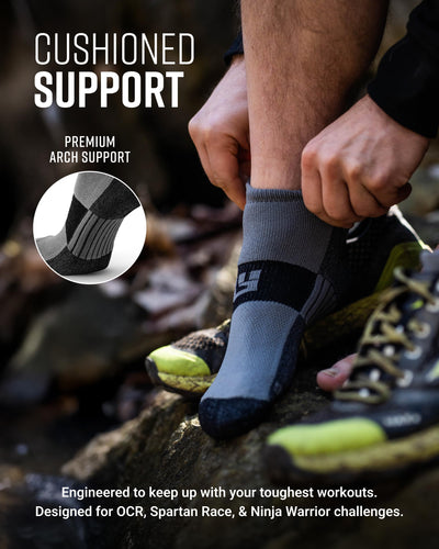 No-Show Running Socks - Gray/Black (2 Pair Pack)