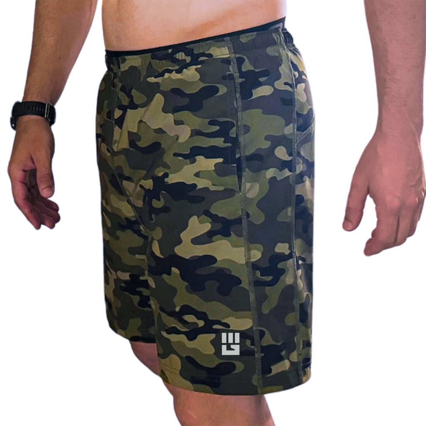 Men's Freestyle Running Shorts (Green Camo)