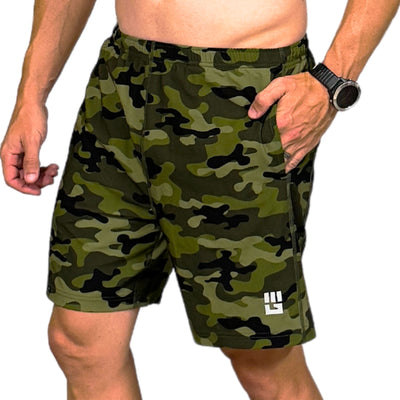 Men's Freestyle Running Shorts (Green Camo)