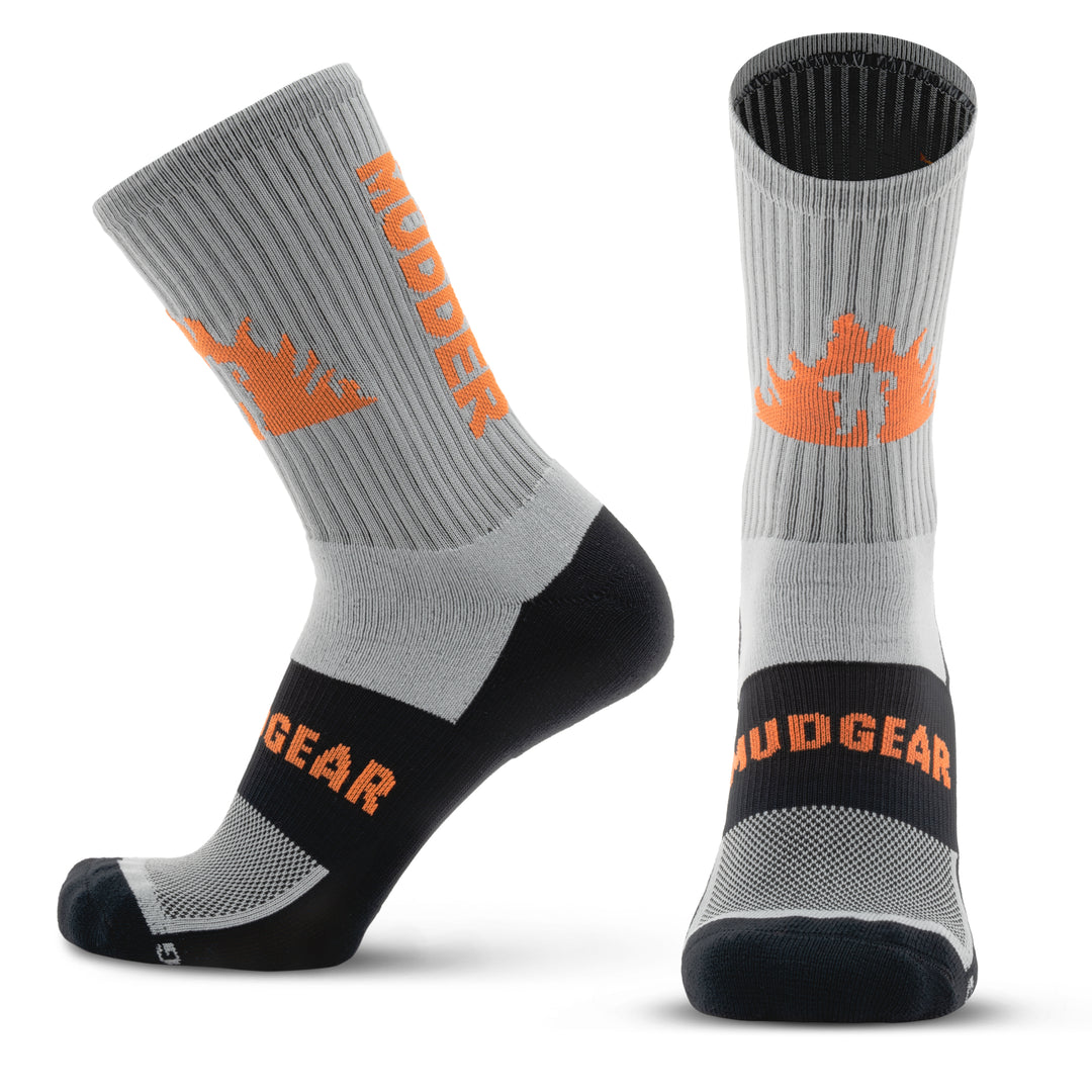 Tough Mudder by MudGear Crew Height Sock - Light Gray 
