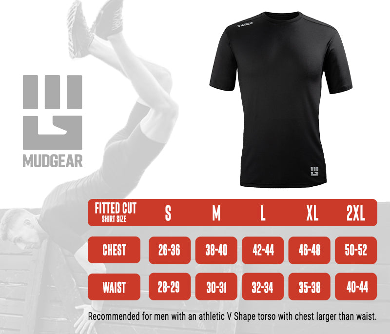 MudGear Fitted Performance Shirt - Short Sleeve Sizing Chart