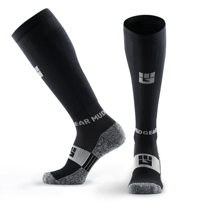 MudGear Black/Gray tall compression socks for women