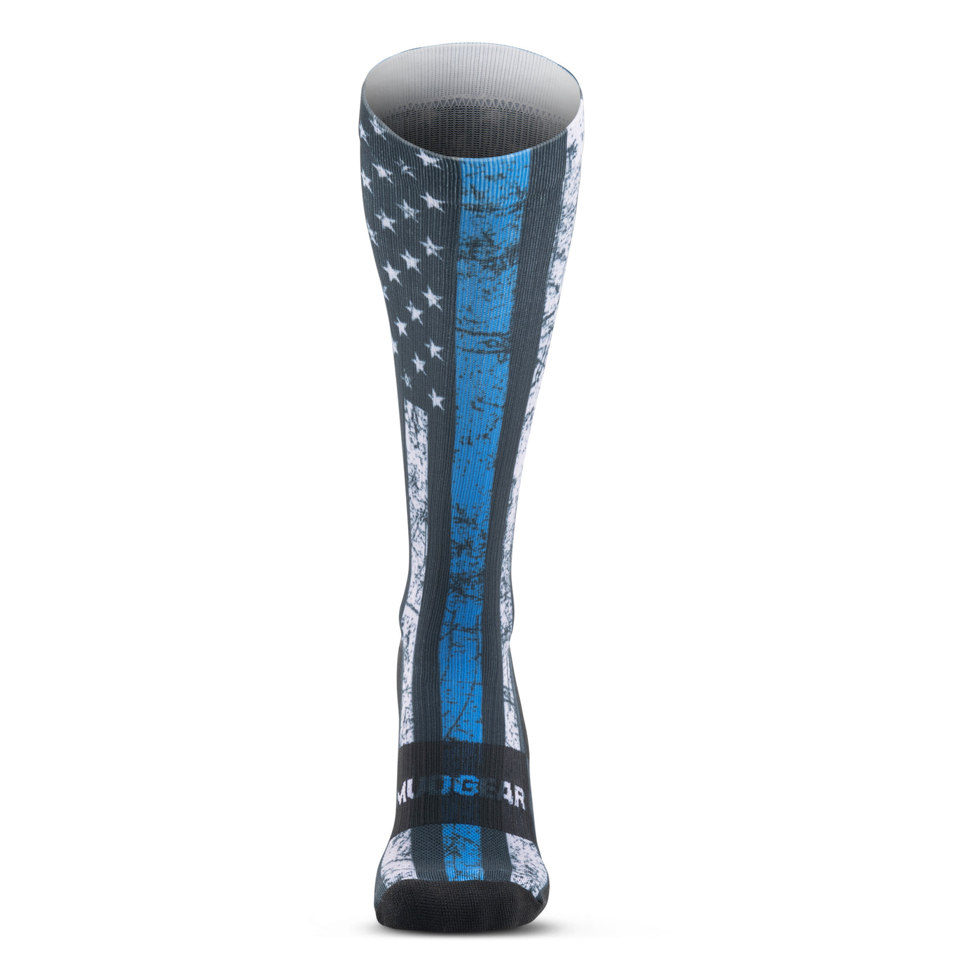 Tall compression running socks first responder blue